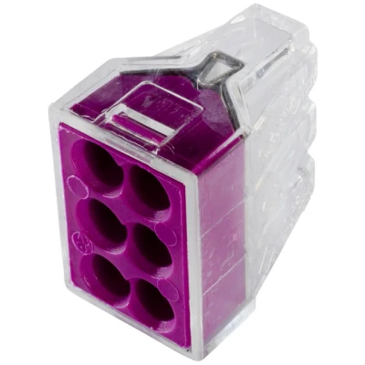 Bild av TOPPKLÄMMA 6 LEDARE LILA/TRANS FK 1.5 2.5 EK 0.75 WAGO Beijerbygg Byggmaterial