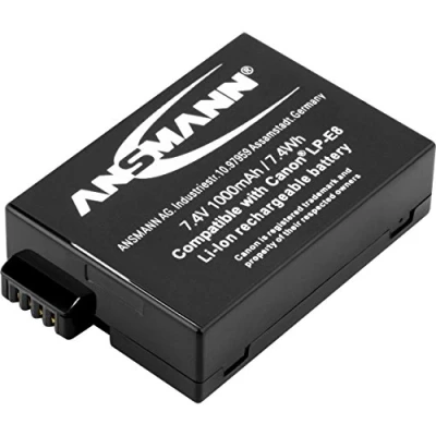 Bild av ANSMANN Li Ion batteri A Can LP E8 7 4V/typ 1 000 mAh/kraftfullt batteribatteri för fotodigitalkameror det perfekta ersättningsbatteriet Canon Digicam och mycket mer.
