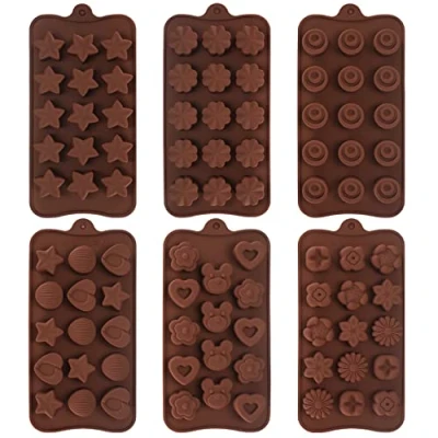 Bild av YiPHomn 6 st. chokladformar silikon, bakformsset silikon för bakning, chokladform, isbitsform, fondant kakformar tillverkning choklad muffin cupcake