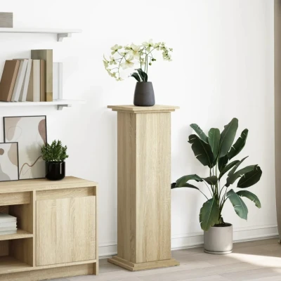 Bild av vidaXL piedestal med förvaring sonoma ek 31x30x90 cm konstruerat trä, vitrinskåp, displaypiedestal, ändbord, utställningsmonter,