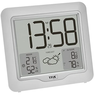 Bild av TFA Dostmann Digital trådlös väderstation Metro Plus, 35.1164.02, inklusive yttersändare, temperatur och luftfuktighet, väderprognos med lufttrycktendens, stor skärm, radioklocka, vit