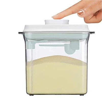 Bild av Mjölkpulverdispenser, 1,7 l, lufttät, bärbar mjölkpulverlåda, mjölkpulverbehållare med sked, enhandshantering, avtagbar, för förvaring av babymjölkpulver, frukt och mat