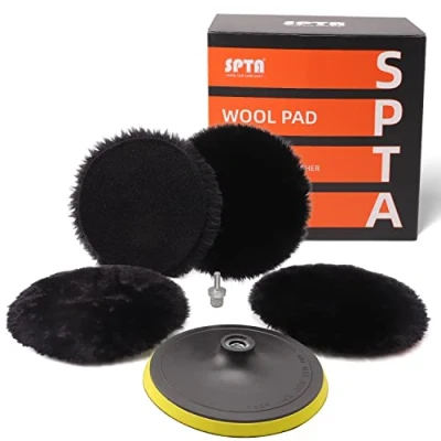 Bild av SPTA 180 mm Polerare/buffert Mjuk Ullhätta, 5 St Kit Med Krok Och ögla M14 Gängborradapter Polerdyna Ull för bilpolerare, et bil poleringssats, Polering HWPPS7M14M6