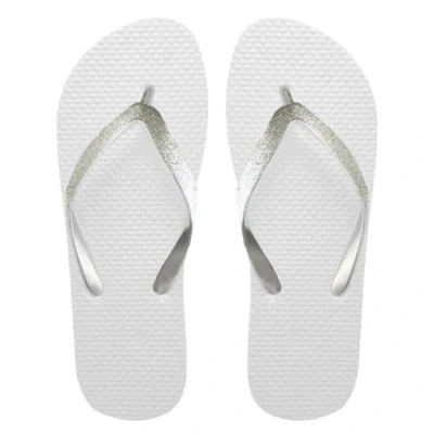 Bild av SUGAR ISLAND® Unisex damer flickor herr sommar strand FLIP Flop pool skor, Vitt glitter silver, 36/37 EU