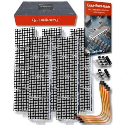 Bild av AZDelivery MAX7219 8x32 4 i 1 Dot Matrix LED Skärmmodul kompatibel med Arduino och Raspberry Pi inklusive en E Book!