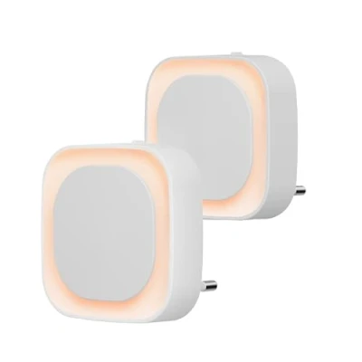 Bild av YUNLEX Nattljusuttag, [2 pack] babynattlampa med skymningssensor Automatisk på/av LED nattlampa, ljusstyrka justerbar i 3 nivåer, för baby, hall, badrum, kök, sovrum, toalettbelysning Amber