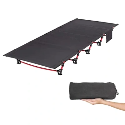 Bild av Leogreen Vikbar lägersäng, ultralätt kompakt, solid och hållbar, 192 x 70 17 cm, för tält, utomhusvandringar, resor, maximal belastning 150 kg, svart