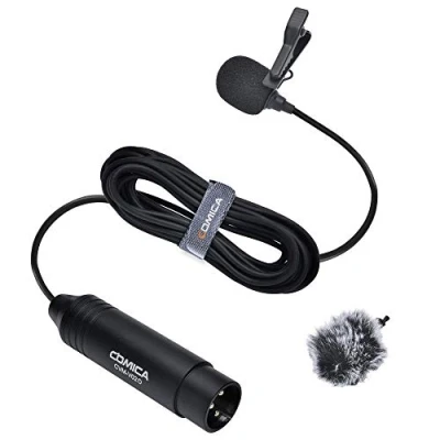 Bild av comica XLR Lavalier kondensatormikrofon, CVM V02O rundstrålande lapel mikrofon, clip on mic intervjukit för inspelningsblandare videokameror Zoom H4n H5 H6 Tascam DR 40 DR100 (5,9f, 1 pack)