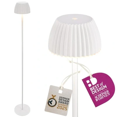 Bild av Briloner LED golvlampa Brilo utan stickpropp Riffle, vit, touchdimmer