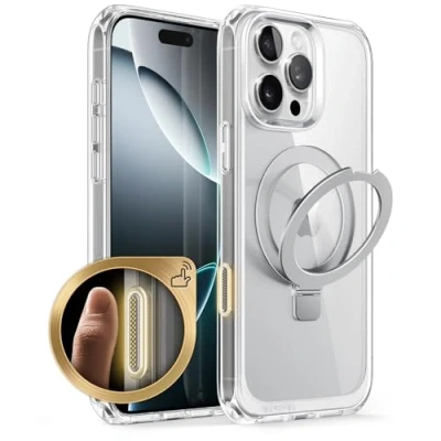 Bild av SUPCASE Fodral för iPhone 16 Pro Max 2024 med Ringställ (MagStand), [MagSafe kompatibelt] [Skydd av Militärklass] Klart Magnetiskt (Clear)