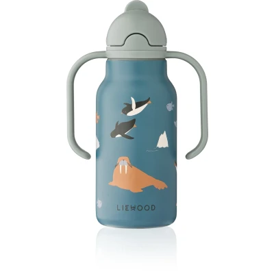 Bild av LIEWOOD Kimmie Bottle Dricksflaska för barn 1036 Vehicles / Dove blue H16 x D6,5 W11,5 cm 250 ml