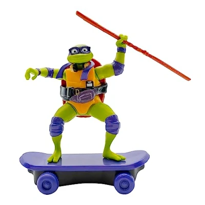 Bild av TMNT Ninja Turtles Sewer Shredders Donatello på skridskor med retrofriktion och stridsmodalitet. Filmstil