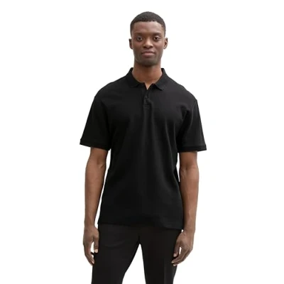 Bild av TOM Tailor Denim Structured Piké, Storlek: Large, Black