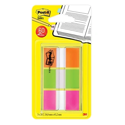 Bild av Post it® Index Neon orange,lime grön,rosa