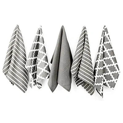 Bild av Penguin Home® Bomull Kökshandduk 5 Bitar Set, 65 cm Längd x 45 Bredd, Grå