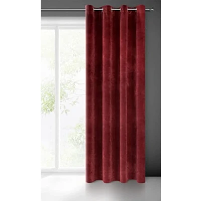Bild av Eurofirany villa gardin sammet mjuk 10 öljett 1 st. Ädel tjock 290 g/m2 elegant jämn, enfärgad fluffig, modern klassisk vardagsrum sovrum lounge, mörkbordeaux, 140 x 250 cm