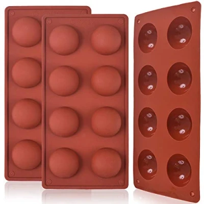 Bild av Newk 8 hål halv sfär silikonform, 3 paket håls form för att göra chokladbomb, kakor, gelé, pudding, kupol mousse