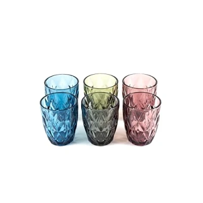 Bild av HanseKüche dricksglas set 6 x 300 ml Högkvalitativa färgglada glas vattenglas saftglas diskmaskinssäker av glas, vattenglas, flerfärgad, dricksglas, design