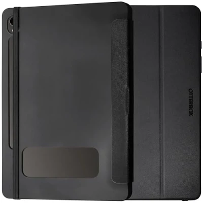 Bild av OtterBox React Folio Case för Samsung Galaxy Tab S9, stöttåligt, fallskyddat, ultratunt, skyddande foliofodral, testad till militärstandard, Svart