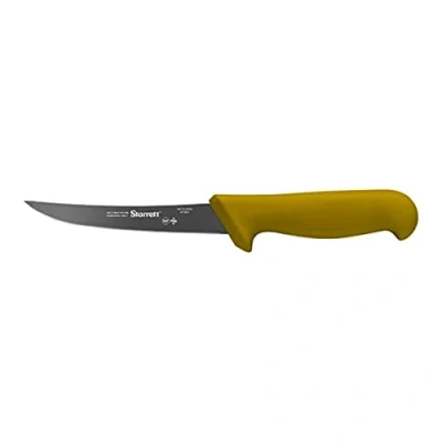 Bild av Starrett professionell urbeningskniv BKY106 5 smal böjd 5&#039; (130mm) Ultra Sharp Sanitized Steel Blade Gult Handtag Kök Kockkniv (DV860572)