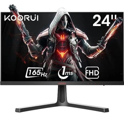 Bild av KOORUI Bildskärm 24 tum, Full HD spelskärm PC skärm VA 1ms 165Hz skärm, DCI P3 85%, AdaptiveSync teknik, 2 x HDMI, DisplayPort, justerbar lutning, svart