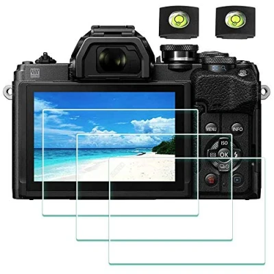 Bild av ULBTER skärmskydd tillämpligt för Olympus OM D E M10 Mark IV kamera och hot skoskydd 0,3 mm 9H hårdhet härdat glas flim, anti skrapning fingeravtryck [3 pack]
