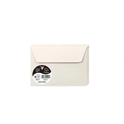 Bild av Clairefontaine 5056C förpackning med 20 självhäftande kuvert C6 format 11,4 x 16,2 cm 120 g/m² pärlgrå färger inbjudan evenemang och korrespondens pollenintervall premium slätt papper