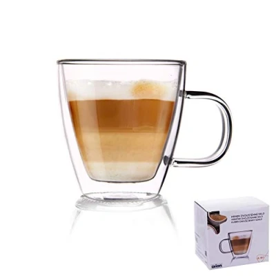Bild av ORION Teglas, kaffeglas, dubbelväggiga glas, termoglas för kaffe, espresso, cappuccino, te, 110 ml