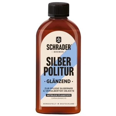 Bild av SCHRADER Silverpolering glänsande silvervård för polering, som silverrengöring borttagning av startpunkter polermedel med karnaubavax 250 ml Tillverkad i Tyskland