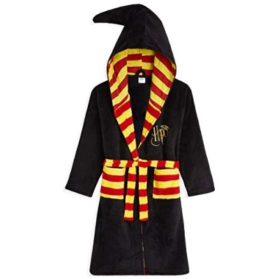 Bild av Harry Potter Barnklänning, Gryffindor Soft Fleece Robe för pojkar eller flickor, 13 14 år, Svart