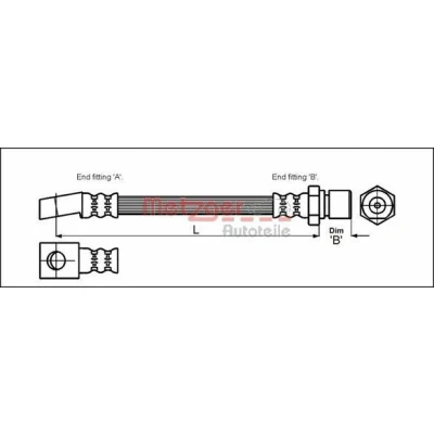 Bild av METZGER 4113211 Flexible De Frein 286 OPEL: Corsa A CC, TR