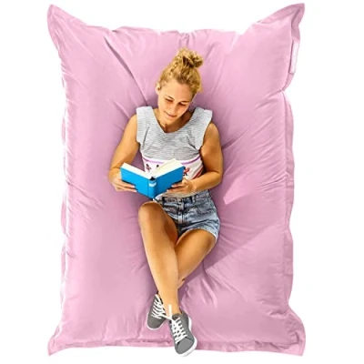 Bild av Green Bean© Sittsäck XXL 140x186cm 380L Barn &amp; Vuxna Sittpuff EPS pärlor Fyllning Stor Jätte Utomhus Liggande Kudde Tvättbar Vädertät Loungestol Sittdyna Golvkuddar Rosa