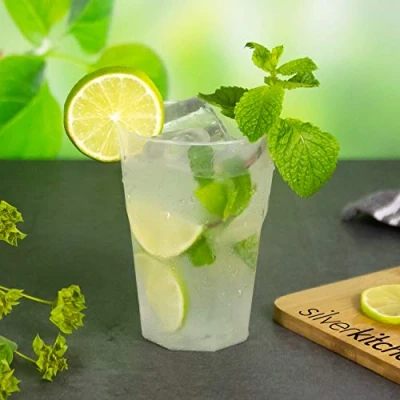 Bild av 30 x cocktailmuggar 300 ml okrossbara återanvändbara muggar longdrinkglas transparent av PP plast tillverkade i Tyskland silverdukar