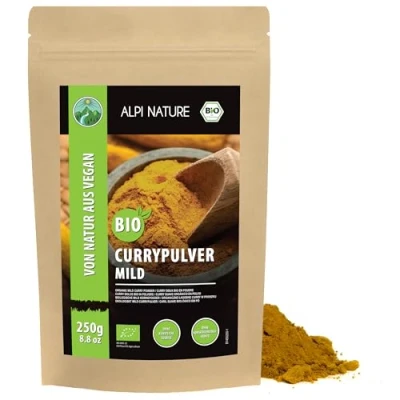 Bild av Alpi Nature ekologiskt currypulver mild (250g), indisk currykryddblandning, behagligt varmt och indiskt kryddigt, ingredienser från kontrollerat jordbruk