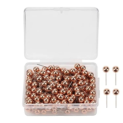 Bild av 200 st Runda plasthuvuden Sticks Pin Markering Häftstift Pins för Cork Board Anslagstavla Tyg (Rose Gold)
