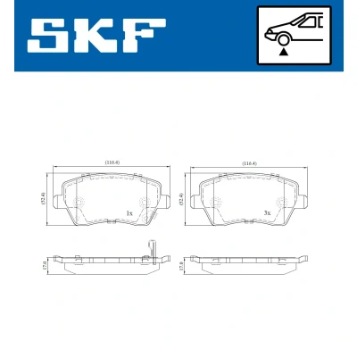 Bild av SKF VKBP 80128 A Jeu de plaquettes frein avec indicateur d&#039;usure accessoires SUZUKI: SWIFT 3, Splash, NISSAN: Micra 4, IV 3/5 portes
