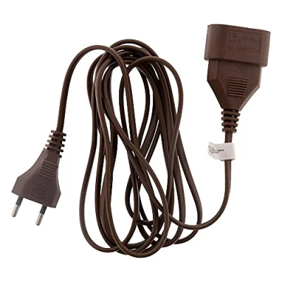 Bild av Zenitech Elektrisk Förlängningssladd HO3VVH2F 2x0.75mm² 6A Uttag med Barnskydd Kvalitetskabel för Inomhusbruk Uppfyller NF Standarder Brun 2m