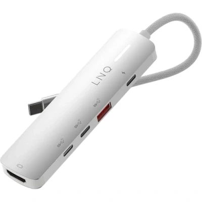 Bild av LINQ 5in1 PRO 140W USB C Multiport Hub Space Grey White