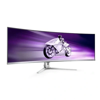 Bild av PHILIPS Evnia 49M2C8900 49 tum QD OLED böjd spelskärm, 240 Hertz, 0,03 ms GtG, HDR400, Ambiglow (5120x1440, HDMI 2.1, DisplayPort 1.4, USB C, hubb) Vit