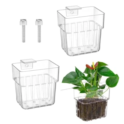 Bild av HMLFDC akvarium växthållare, transparent växtstativ för akvarier, vägghållare kopp växtkorg vattenväxter, dekoration växtkruka landskap dekorationer, 2 stycken