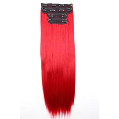 Bild av CAISHA XXL 60cm 4 delar set CLIP IN EXTENSIONS Hårförlängning Hårstycke Volumineus Rak Röd CES308