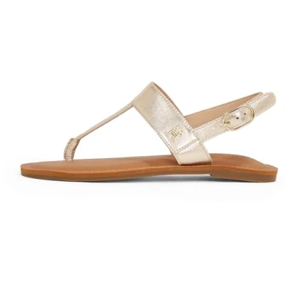 Bild av Tommy Hilfiger Metallic Tåsandaler, Storlek: 37, Gold Fårskinn