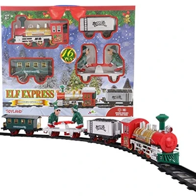 Bild av Toyland® 16 delar Elf Express jultågset med ljus och ljud rörliga vagnar 3 olika layouter