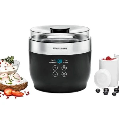 Bild av ROMMELSBACHER JG 80 Jona yoghurt och färskostmaskin inklusive 4 keramiska portionskoppar 125 ml vardera, 2 XXL glasbehållare 1,2 liter, förinställda program med olika temperaturer