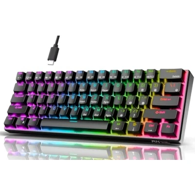 Bild av RK ROYAL KLUDGE RK61 QMK/Via Mekaniskt Tangentbord 60% Trådbundet Speltangentbord RGB Röd Switch Hot Swap US Layout Kompatibel med Mac/PC/iPad/iOS, Svart