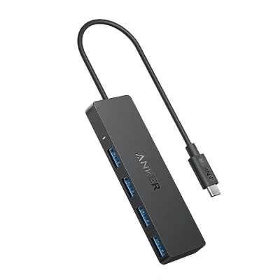 Bild av Anker USB C Hub, 4 Port 3.0 Datahub med 5 Gbit/s Dataöverföring, 20cm Förlängningskabel (utan Laddningskapacitet), Splitter för Typ MacBook, Mac Pro, iMac, Surface, Flash Drive, Mobile HDD