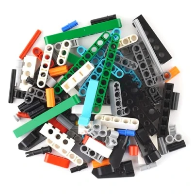 Bild av Lego Technic byggstenar färgglada 100 stycken stiftkontakter, korsstänger, axelanslutning, lyftarmar, delar, stenar