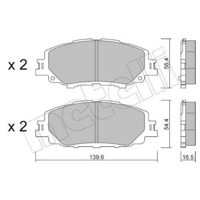 Bild av METELLI 22 1235 0 Jeu de plaquettes frein contact signal d&#039;usure exclu TOYOTA: Corolla XII Break, Prius PHV 3/5 portes, portes