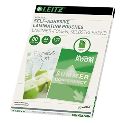 Bild av Leitz iLAM 80 Microns A4 självhäftande lamineringsfickor (paket med 100)