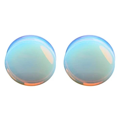 Bild av 2 st gauge opal öronproppar piercing smycken set dubbel flare sadel stretch gages tunnel expander 5 mm, 25mm(1&quot;), Opal, Ingen ädelsten